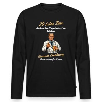 29 Liter Bier - Gesunde Ernährung so einfach - Männer Premium Bio Langarmshirt - Schwarz - Vorne - Nico (187cm)