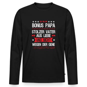 Bonus Papa Stiefvater Ziehvater Liebe Geschenk - Männer Premium Bio Langarmshirt - Schwarz - Vorne - Nico (187cm)