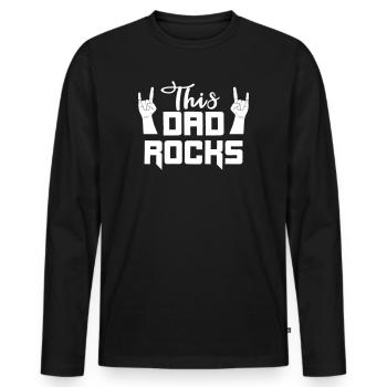 This Dad rocks cool Papa Geschenk Rocker Biker - Männer Premium Bio Langarmshirt - Schwarz - Vorne - Nico (187cm)