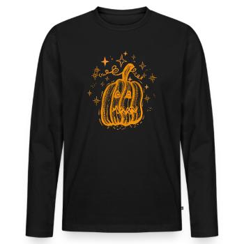 Pumpkin with stars - Men's Premium Organic Long Sleeve Shirt - black - Front - Nico (187cm)