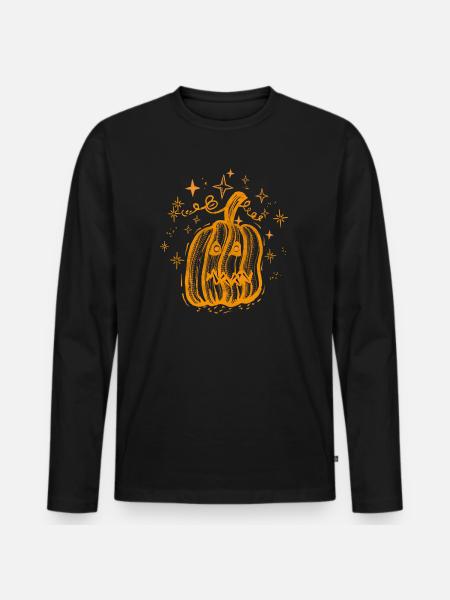 Pumpkin with stars - Men's Premium Organic Long Sleeve Shirt - black