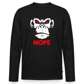 Nope Nö Nein Affe Monkey Jetzt nicht Hau Ab Weg - Männer Premium Bio Langarmshirt - Schwarz - Vorne - Nico (187cm)