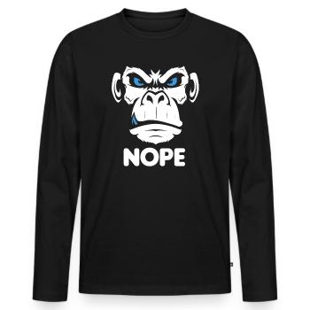 Nope Nö Nein Affe Monkey Jetzt nicht Hau Ab Weg - Männer Premium Bio Langarmshirt - Schwarz - Vorne - Nico (187cm)