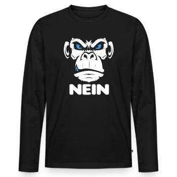 Nope Nö Nein Affe Monkey Jetzt nicht Hau Ab Weg - Männer Premium Bio Langarmshirt - Schwarz - Vorne - Nico (187cm)