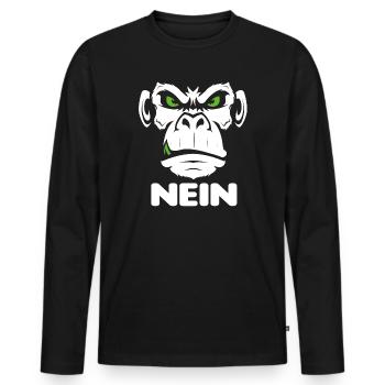 Nope Nö Nein Affe Monkey Jetzt nicht Hau Ab Weg - Männer Premium Bio Langarmshirt - Schwarz - Vorne - Nico (187cm)