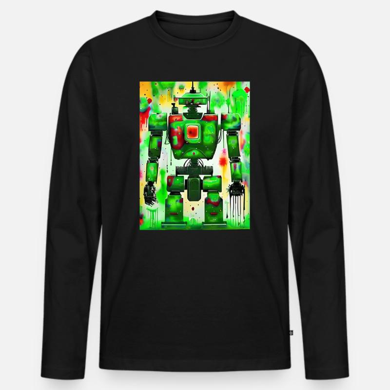 Künstler Roboter Maler - Männer Premium Bio Langarmshirt - Schwarz