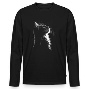 Cat Profile Silhouette Portrait Cats Kitten - Men's Premium Organic Long Sleeve Shirt - black - Front - Nico (187cm)