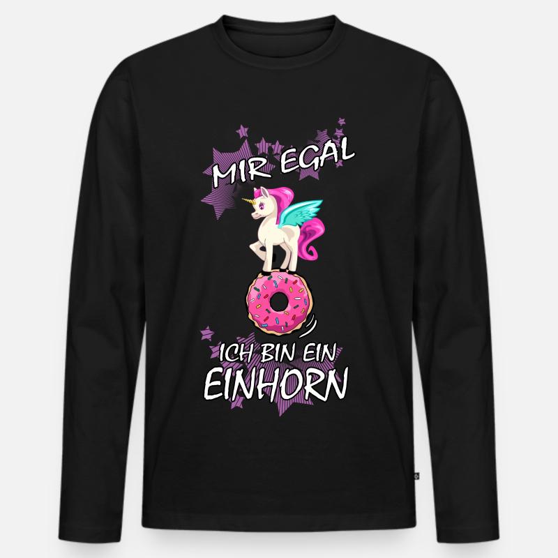 Einhorn : Mir egal ich bin ein Einhorn - Männer Premium Bio Langarmshirt - Schwarz