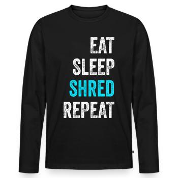 EAT SLEEP SHRED Snowboard Shirt Gift - Men's Premium Organic Long Sleeve Shirt - black - Front - Nico (187cm)