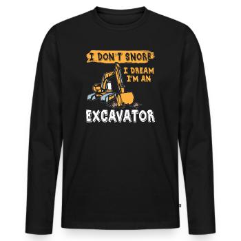 I don't Snore Excavator - Men's Premium Organic Long Sleeve Shirt - black - Front - Nico (187cm)