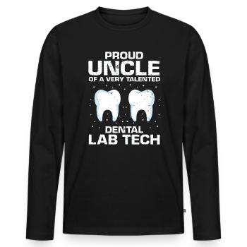Laboratoire dentaire et technologie dentaire pour cliniques dentaires - T-shirt manches longues Premium bio Homme - noir - Devant - Nico (187cm)