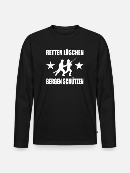 Feuerwehr - Männer Premium Bio Langarmshirt - Schwarz
