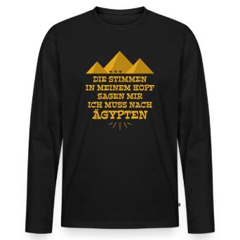 Ägypten/Egypt/Pyramiden/Gizeh/Kairo/Urlaub/Reisen - Männer Premium Bio Langarmshirt - Schwarz - Vorne - Nico (187cm)
