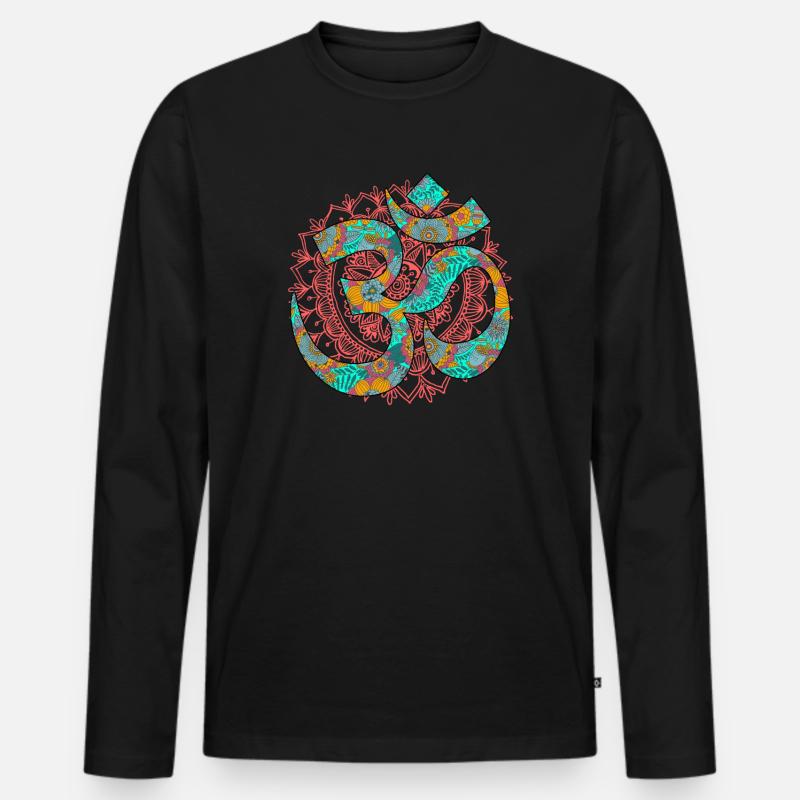 Namaste Om - Männer Premium Bio Langarmshirt - Schwarz