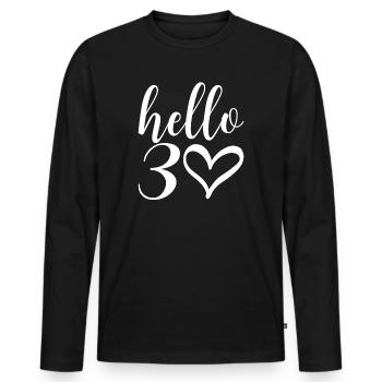 30. Geburtstag Tank Women Hallo - Männer Premium Bio Langarmshirt - Schwarz - Vorne - Nico (187cm)
