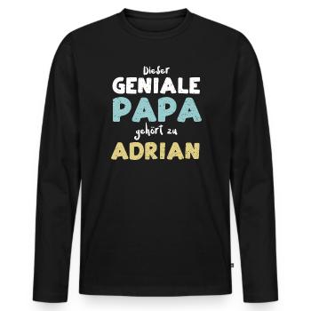 Dieser Geniale Papa Gehört Zu Ad... - Männer Premium Bio Langarmshirt - Schwarz - Vorne - Nico (187cm)