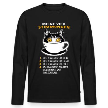 Lustige Katze Stimmung Kaffee Büro Geschenk Fun - Männer Premium Bio Langarmshirt - Schwarz - Vorne - Nico (187cm)