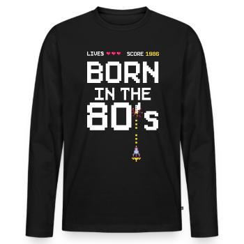 Vintage 1986 Born in the 80's Retro Style - Men's Premium Organic Long Sleeve Shirt - black - Front - Nico (187cm)