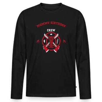 Mommy Birthday Crew - Pompier - T-shirt manches longues Premium bio Homme - noir - Devant - Nico (187cm)