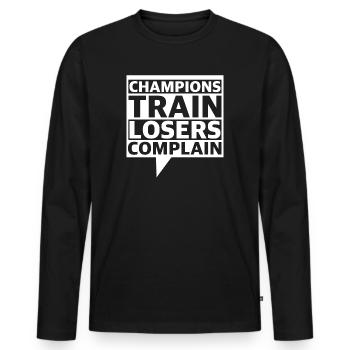 Champions de l’entraînement | se plaindre, motivation - T-shirt manches longues Premium bio Homme - noir - Devant - Nico (187cm)