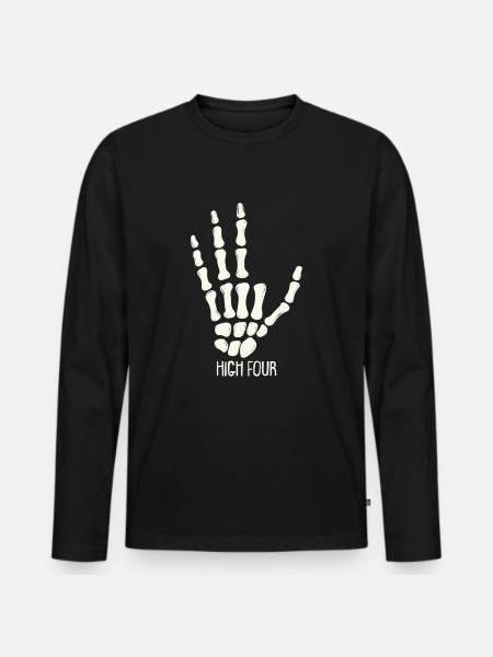 High Four - Finger Amputiert - Amputation - Männer Premium Bio Langarmshirt - Schwarz