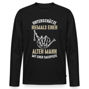 Sackpfeife Dudelsack Opa Großvater Bockpfeife - Männer Premium Bio Langarmshirt - Schwarz - Vorne - Nico (187cm)