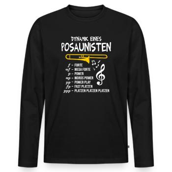 Posaune Dynamik eines Posaunisten Blasmusik - Männer Premium Bio Langarmshirt - Schwarz - Vorne - Nico (187cm)