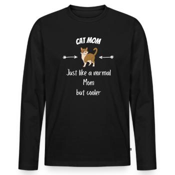 Cats mom like a normal mom only cooler - Men's Premium Organic Long Sleeve Shirt - black - Front - Nico (187cm)