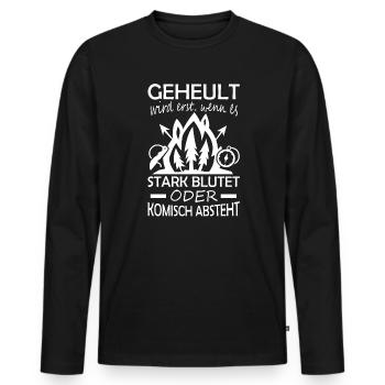 Geheult wird erst wenn es blutet Geocachen - Männer Premium Bio Langarmshirt - Schwarz - Vorne - Nico (187cm)