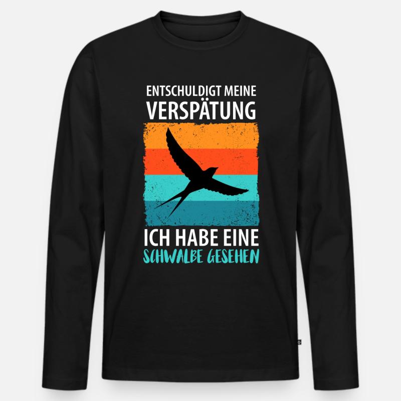 Vögel Vogel Schwalbe - Männer Premium Bio Langarmshirt - Schwarz