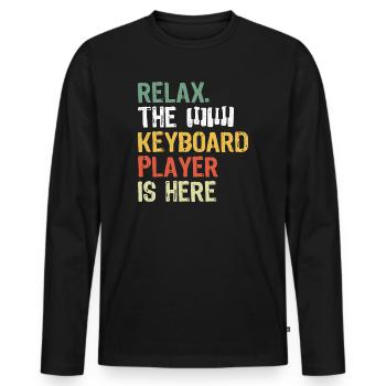 Clavier Claviériste Piano Musique Pianiste - T-shirt manches longues Premium bio Homme - noir - Devant - Nico (187cm)