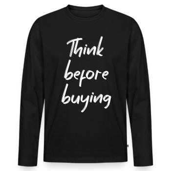 Minimalisme - T-shirt manches longues Premium bio Homme - noir - Devant - Nico (187cm)