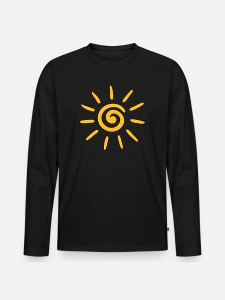 Sommer, Sonne, Spirale - Männer Premium Bio Langarmshirt - Schwarz