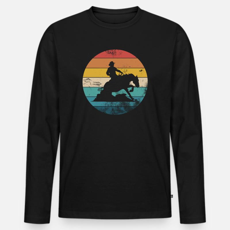Sliding Stop Westernreiten Reining Geschenk - Männer Premium Bio Langarmshirt - Schwarz
