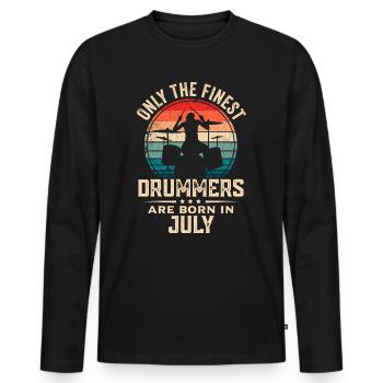 Schlagzeuger Geboren im Juli Geburtstag Schlagzeuger - Männer Premium Bio Langarmshirt - Schwarz - Vorne - Nico (187cm)