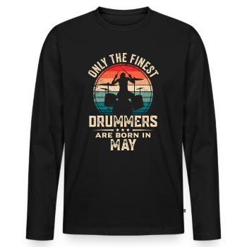 Schlagzeuger Geboren im Mai Geburtstag Schlagzeuger - Männer Premium Bio Langarmshirt - Schwarz - Vorne - Nico (187cm)