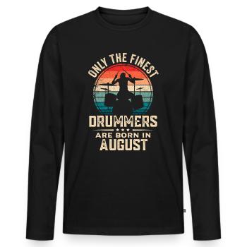 Schlagzeuger Geboren im August Geburtstag Schlagzeuger - Männer Premium Bio Langarmshirt - Schwarz - Vorne - Nico (187cm)