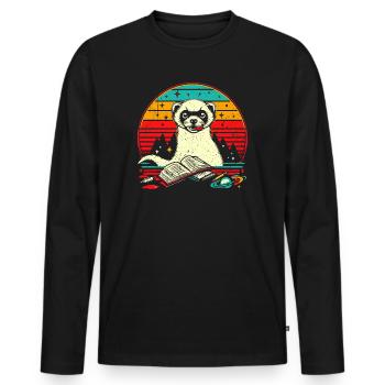 Funny Ferret Gift - Men's Premium Organic Long Sleeve Shirt - black - Front - Nico (187cm)