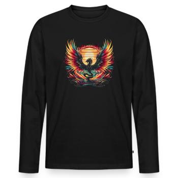 Dragon épique rétro vintage - T-shirt manches longues Premium bio Homme - noir - Devant - Nico (187cm)
