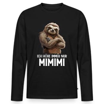 paresseux paresseux nature sauvage J’entends toujours Mimimi - T-shirt manches longues Premium bio Homme - noir - Devant - Nico (187cm)