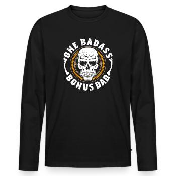 Un papa bonus badass - T-shirt manches longues Premium bio Homme - noir - Devant - Nico (187cm)