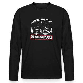 Camping mit Hund das Rudel macht Urlaub - Männer Premium Bio Langarmshirt - Schwarz - Vorne - Nico (187cm)