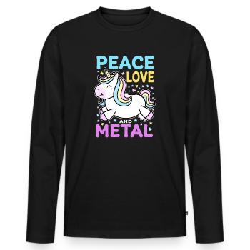 Metal unicorn - Peace Love and Metal - Men's Premium Organic Long Sleeve Shirt - black - Front - Nico (187cm)