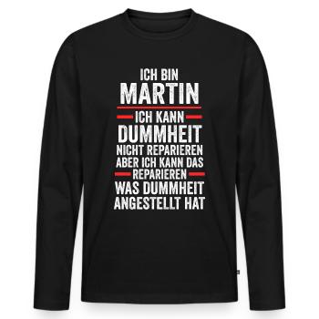 Martin - T-shirt manches longues Premium bio Homme - noir - Devant - Nico (187cm)