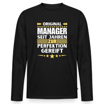 Des managers mûris à la perfection - T-shirt manches longues Premium bio Homme - noir - Devant - Nico (187cm)