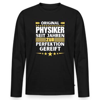Zur Perfektion gereifter Physiker - Männer Premium Bio Langarmshirt - Schwarz - Vorne - Nico (187cm)