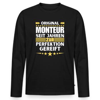 Mechanic matured to perfection - Men's Premium Organic Long Sleeve Shirt - black - Front - Nico (187cm)