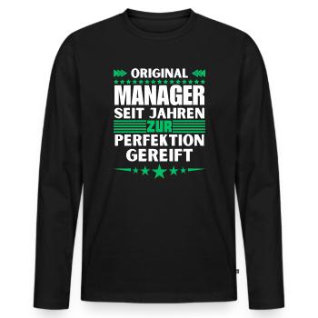 Managers matured to perfection - Men's Premium Organic Long Sleeve Shirt - black - Front - Nico (187cm)