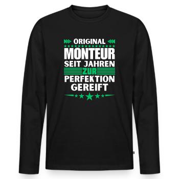 Mechanic matured to perfection - Men's Premium Organic Long Sleeve Shirt - black - Front - Nico (187cm)