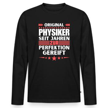 Zur Perfektion gereifter Physiker - Männer Premium Bio Langarmshirt - Schwarz - Vorne - Nico (187cm)